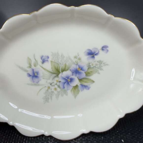Vintage Pickard Fine China Porcelain Trinket Dish Tray USA Decorated Blue Flower - Picture 5 of 10